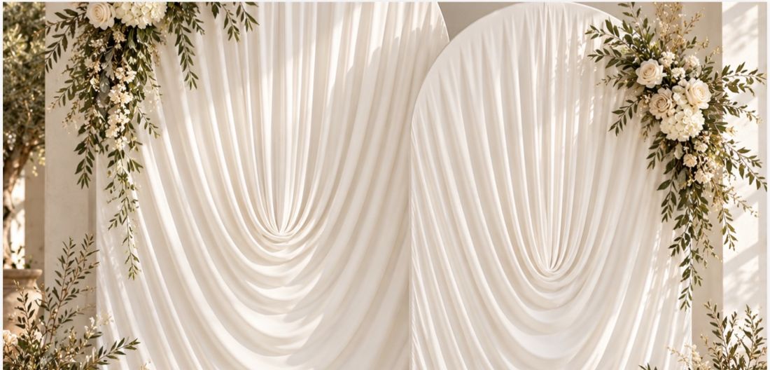 Ivory arches with garden greenery
